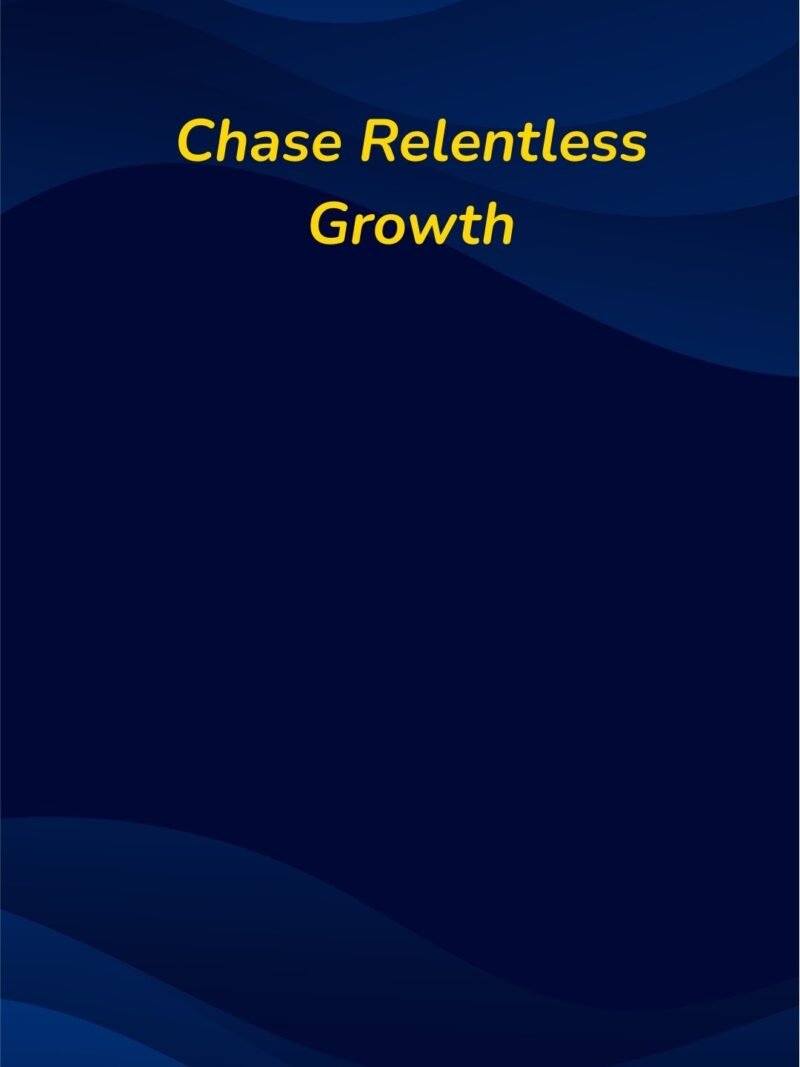 Inspirational blue wallpaper with “Chase Relentless Growth” quote for motivation.