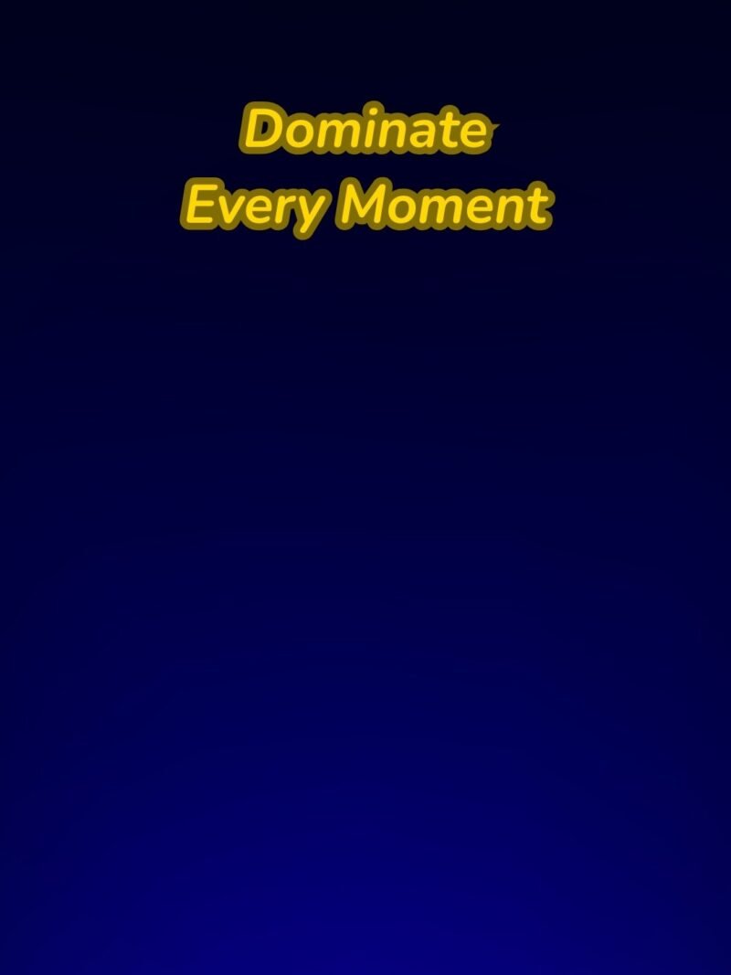 Motivational blue wallpaper with the quote "Dominate Every Moment" for smartphones, inspiring focus, discipline, and daily success.