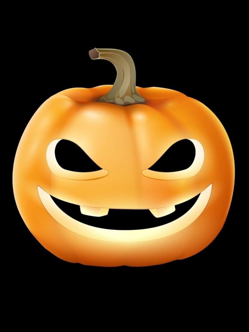 Halloween iPhone wallpaper with midnight pumpkin on black background