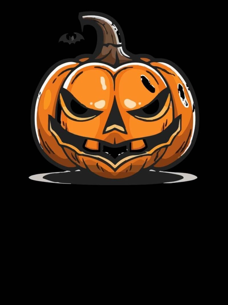 Halloween iPhone wallpaper with mysterious pumpkin on black background