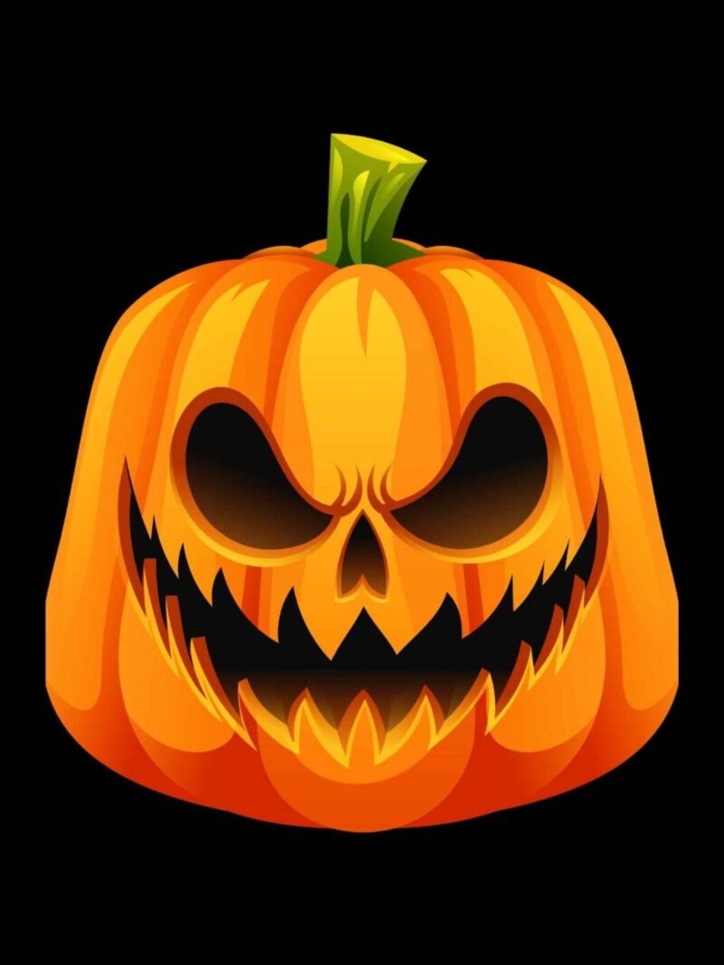 Halloween iPhone wallpaper with spooky glow pumpkin on black background