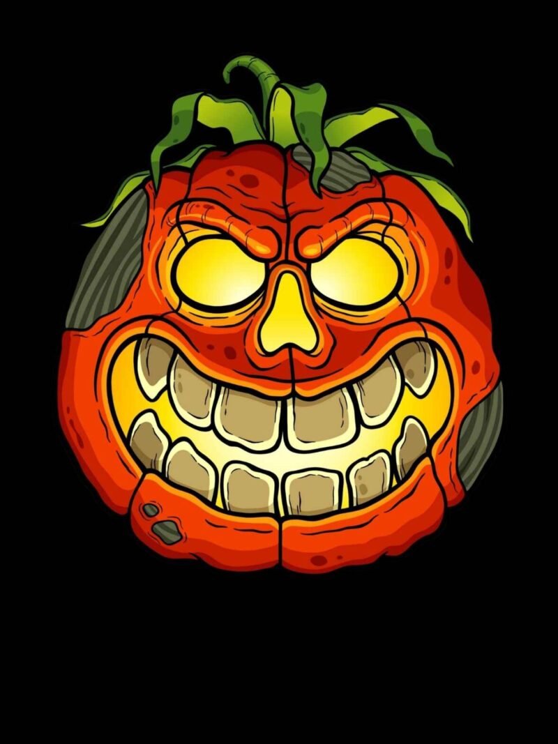 Halloween iPhone wallpaper with wicked pumpkin on black background