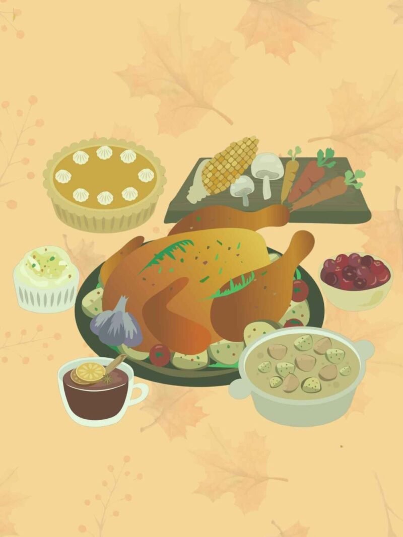 Cozy Thanksgiving dinner wallpaper with a warm background.