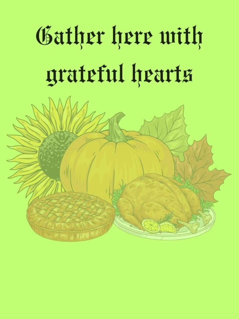Inspirational iPhone wallpaper with Thanksgiving “Grateful Hearts” quote.