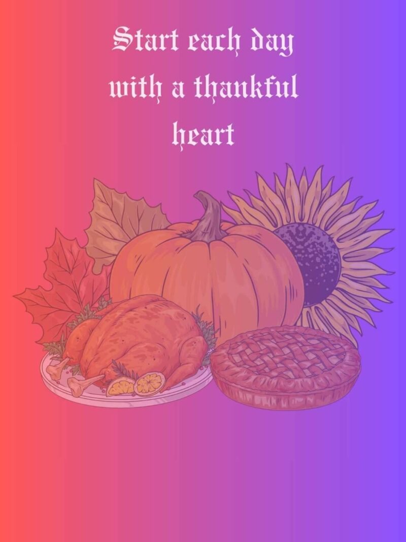 iPhone wallpaper with Thanksgiving “Thankful Day” quote.