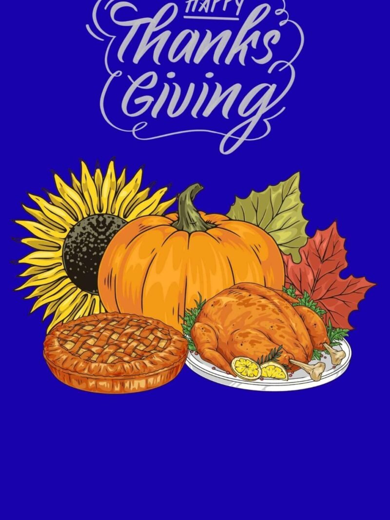 Cool blue Thanksgiving iPhone wallpaper with “Wishing” quote.