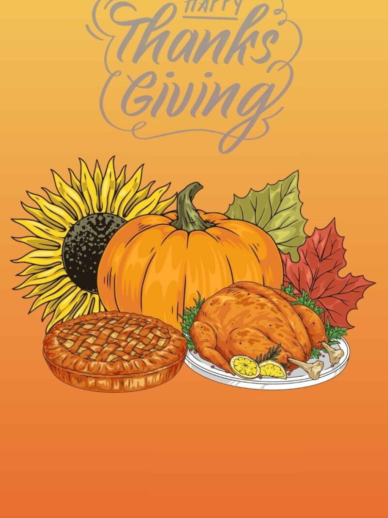 Warm yellow Thanksgiving wallpaper with wishing quote for iPhone.