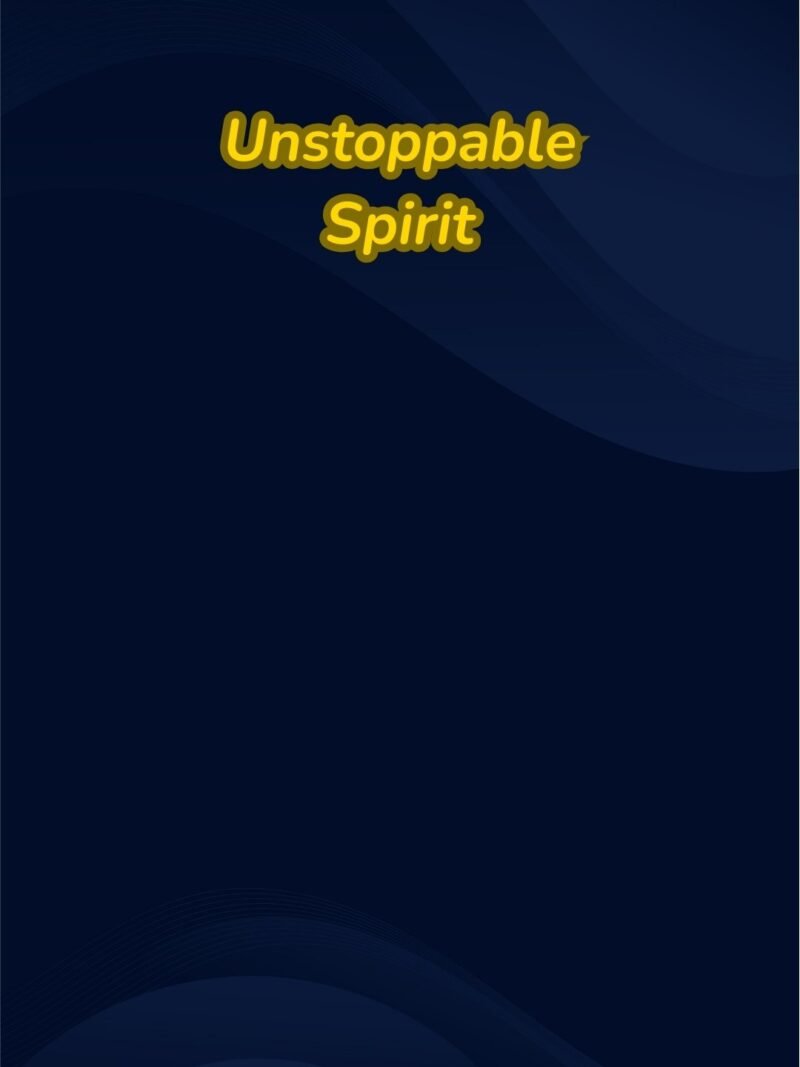 Blue motivational wallpaper with “Unstoppable Spirit” quote symbolizing resilience, strength, and determination for smartphones.