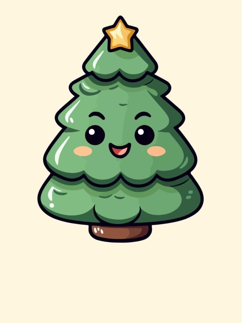 iPhone wallpaper featuring a cute Christmas tree on a cream beige background, festive minimalist design for the holiday season.