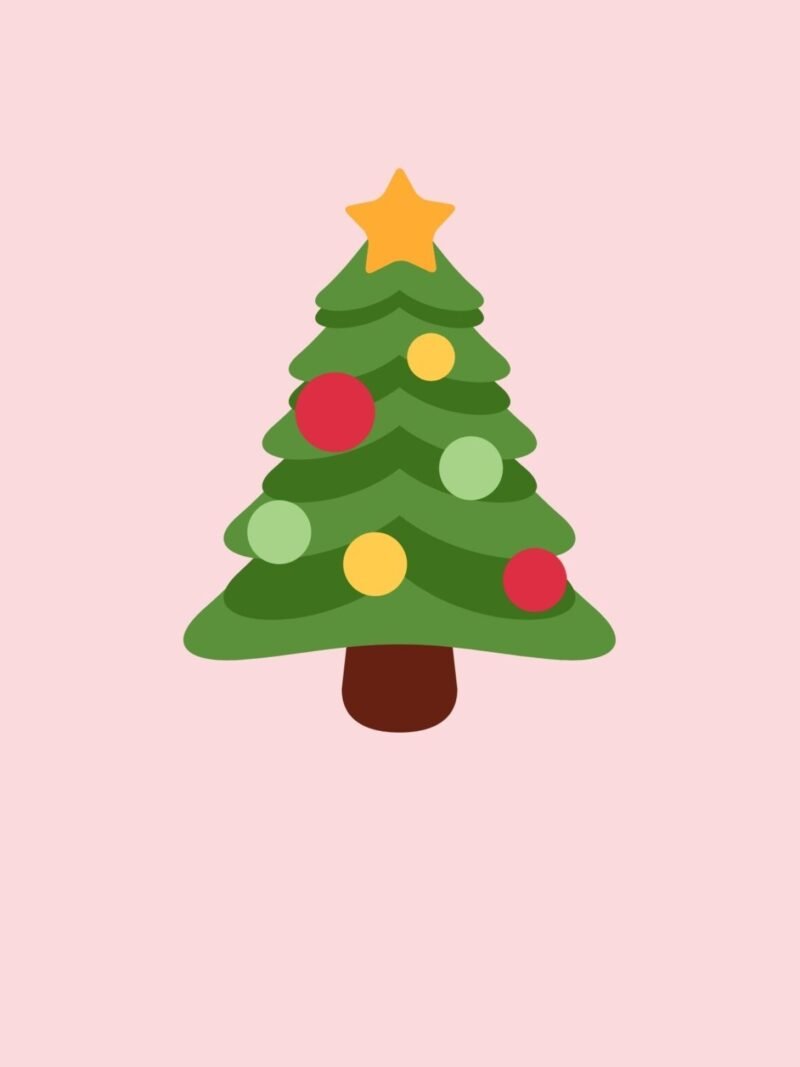 iPhone Cute Christmas Wallpaper featuring a festive tree on a pastel pink background, playful cute Christmas phone wallpaper download.