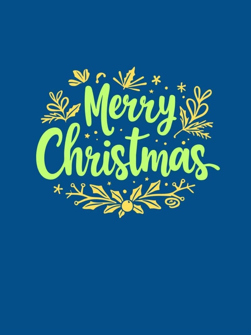 iPhone Cute Christmas Wallpaper with Merry Christmas message on teal blue background, cheerful and festive Christmas phone wallpaper download.