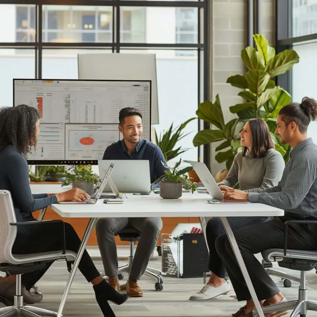 Kamlino office workspace with creative team working behind the scenes
