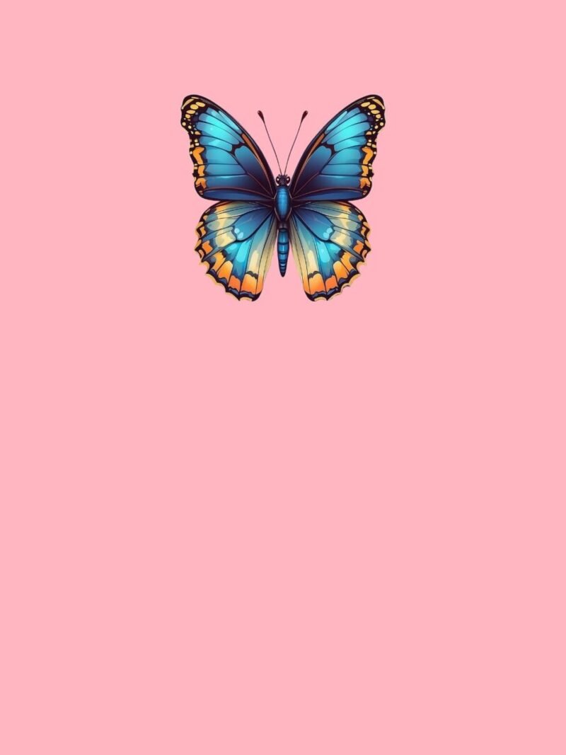 Butterfly iPhone wallpaper with blush pink background - elegant design for iPhone lock and home screens.