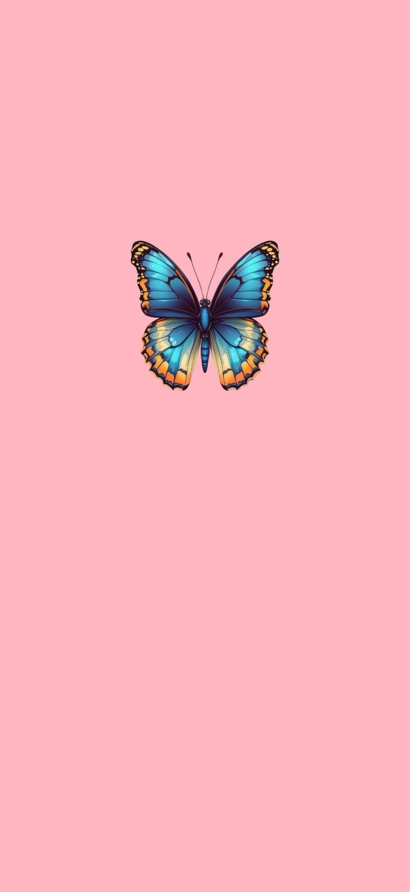 Butterfly iPhone wallpaper with blush pink background - elegant design for iPhone lock and home screens.