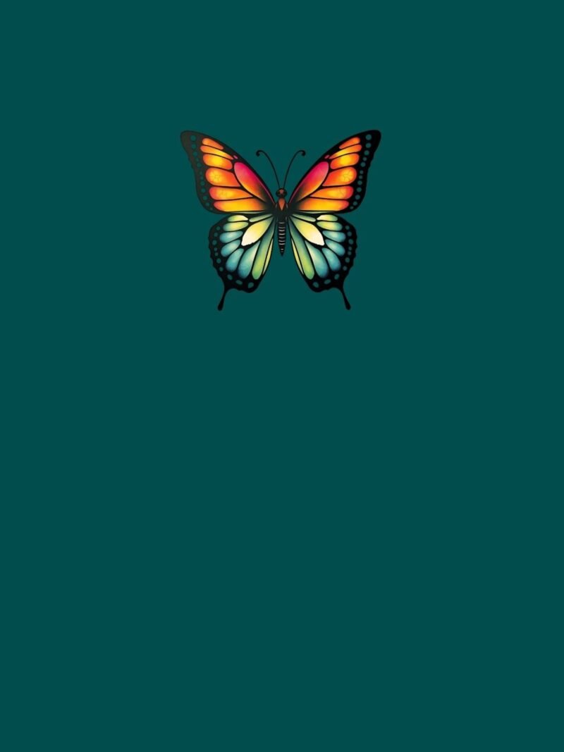 Butterfly iPhone wallpaper with deep teal background - elegant and calming design for iPhone lock and home screens.