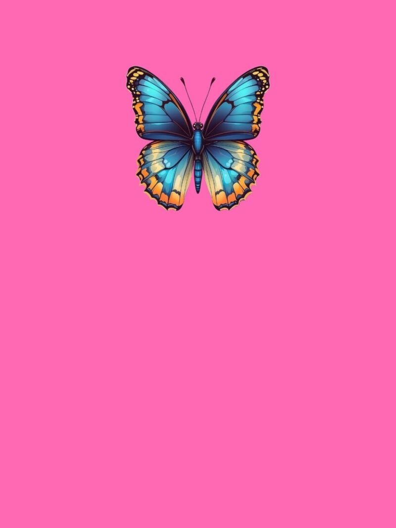 Butterfly iPhone wallpaper with hot pink glow background - bold, radiant, and stylish design for iPhone lock and home screens.