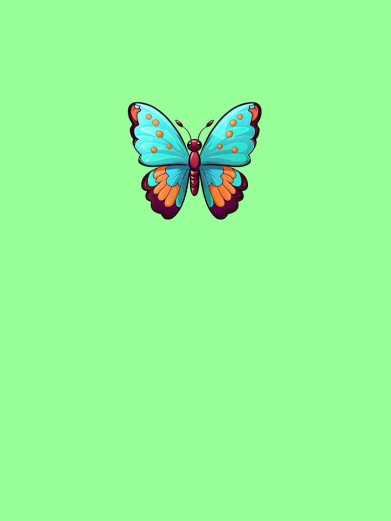 Butterfly iPhone wallpaper with mint whisper background - soft and calming design for iPhone lock and home screens.