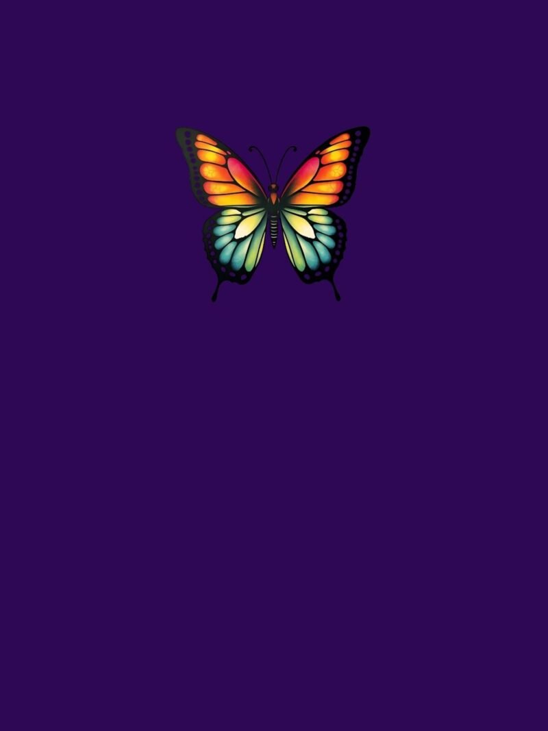 Butterfly iPhone wallpaper with royal plum background - bold and elegant design for iPhone lock and home screens.