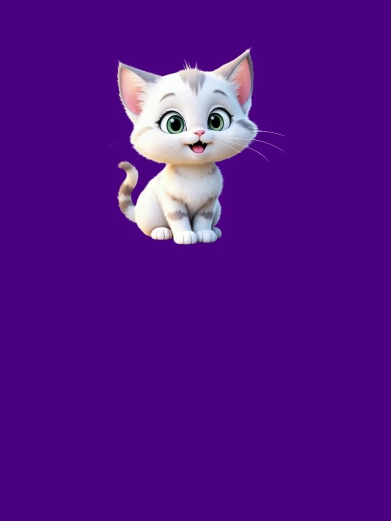 Hello Kitty iPhone wallpaper featuring a cute baby cat on a deep plum purple background, perfectly fitted for iPhone lock and home screens.