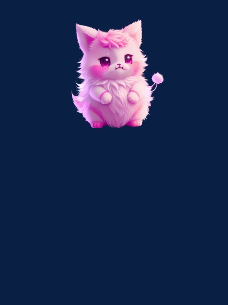 Hello Kitty iPhone wallpaper featuring a cute baby kitten on a midnight navy background, perfectly fitted for iPhone lock and home screens.