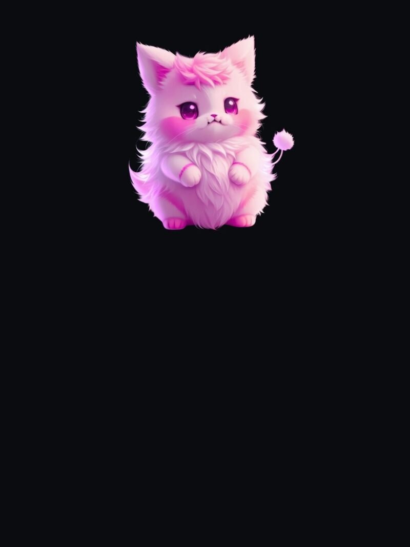 Hello Kitty iPhone wallpaper featuring a cute baby kitten on an obsidian black background, perfectly fitted for iPhone lock and home screens.