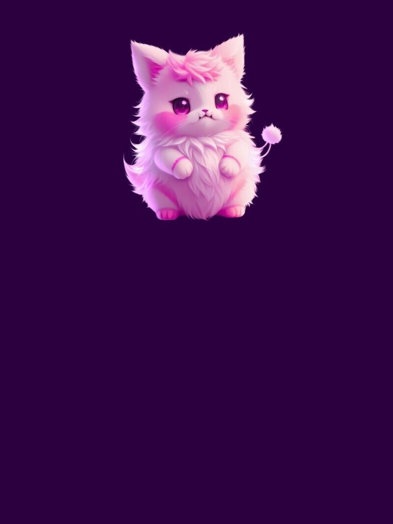 Hello Kitty iPhone wallpaper featuring a cute baby kitten on a royal midnight purple background, perfectly fitted for iPhone lock and home screens.