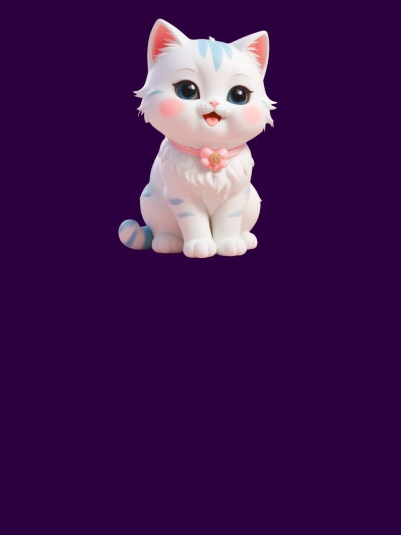 Hello Kitty iPhone Wallpaper – Cute White Kitten on Royal Midnight Purple Background