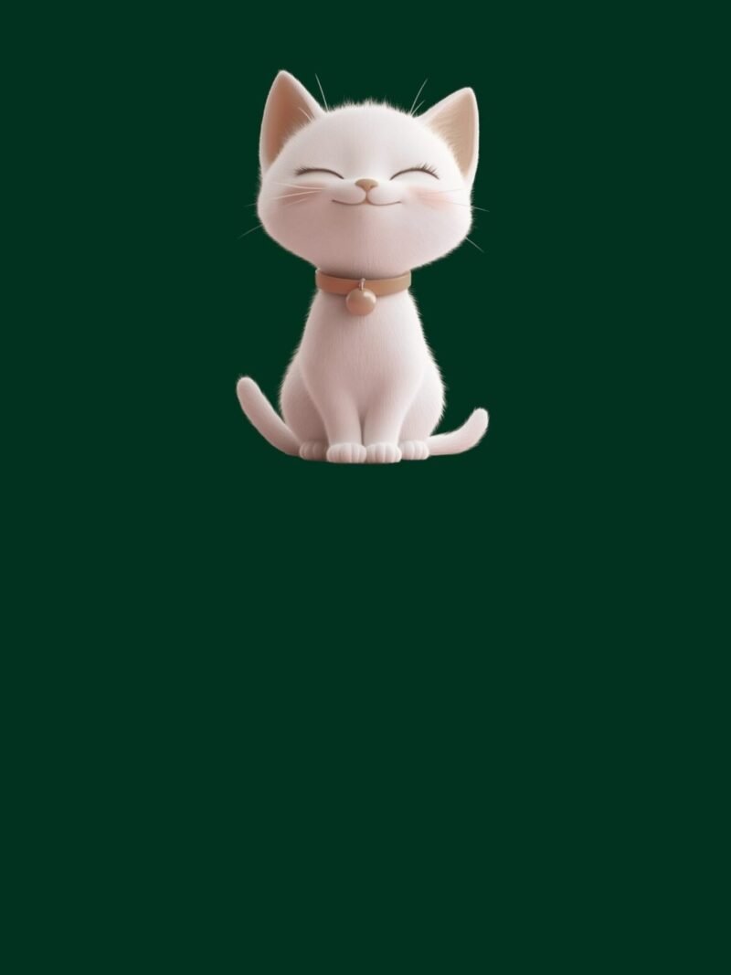 Hello Kitty iPhone wallpaper featuring a cute cat on a forest emerald background, perfectly fitted for iPhone lock and home screens.