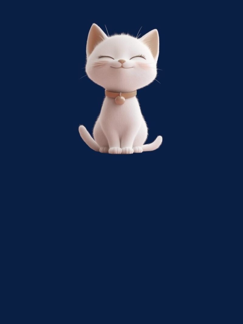 Hello Kitty iPhone wallpaper featuring a cute cat on a midnight navy background, perfectly fitted for iPhone lock and home screens.