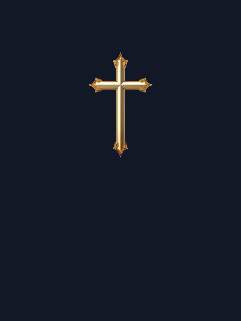 Holy Cross iPhone Wallpaper with golden cross and blue-gray background