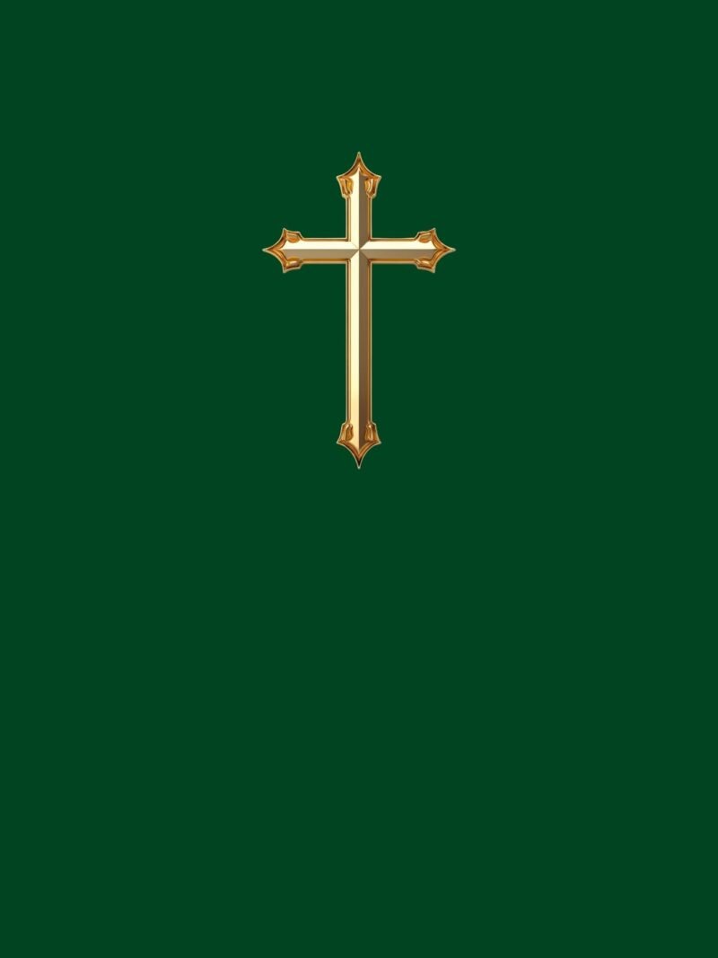 Holy Cross iPhone Wallpaper with golden cross and forest green background