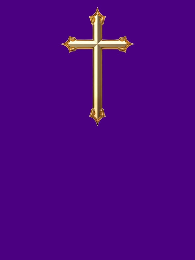 Holy Cross iPhone Wallpaper with golden cross and purple background