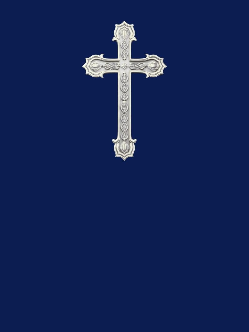 Holy Cross iPhone Wallpaper with white cross and midnight blue background