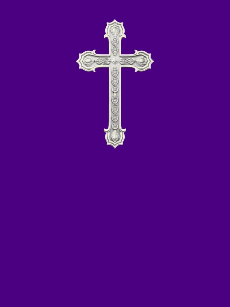Holy Cross iPhone Wallpaper with white cross and royal purple background