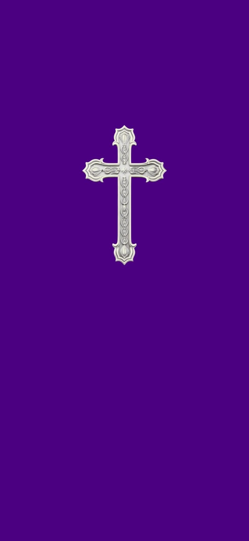 Holy Cross iPhone Wallpaper with white cross and royal purple background