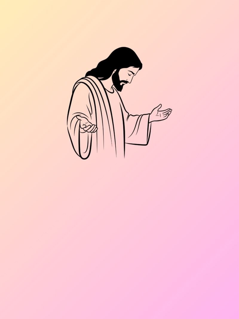 Jesus Christ iPhone Wallpaper - Divine Trace with Purple Yellow Gradient Background