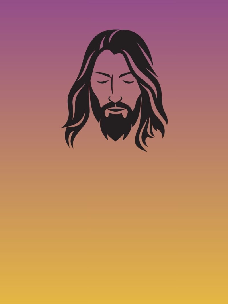 Jesus Christ iPhone Wallpaper - Divine Trace with Yellow Purple Gradient Background