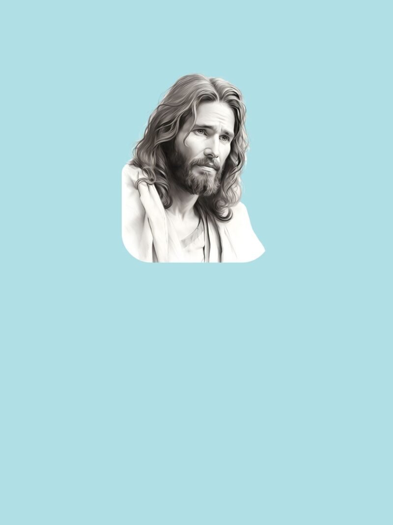 Jesus Christ iPhone Wallpaper - Holy Sketch on Heaven’s Breeze Blue Background