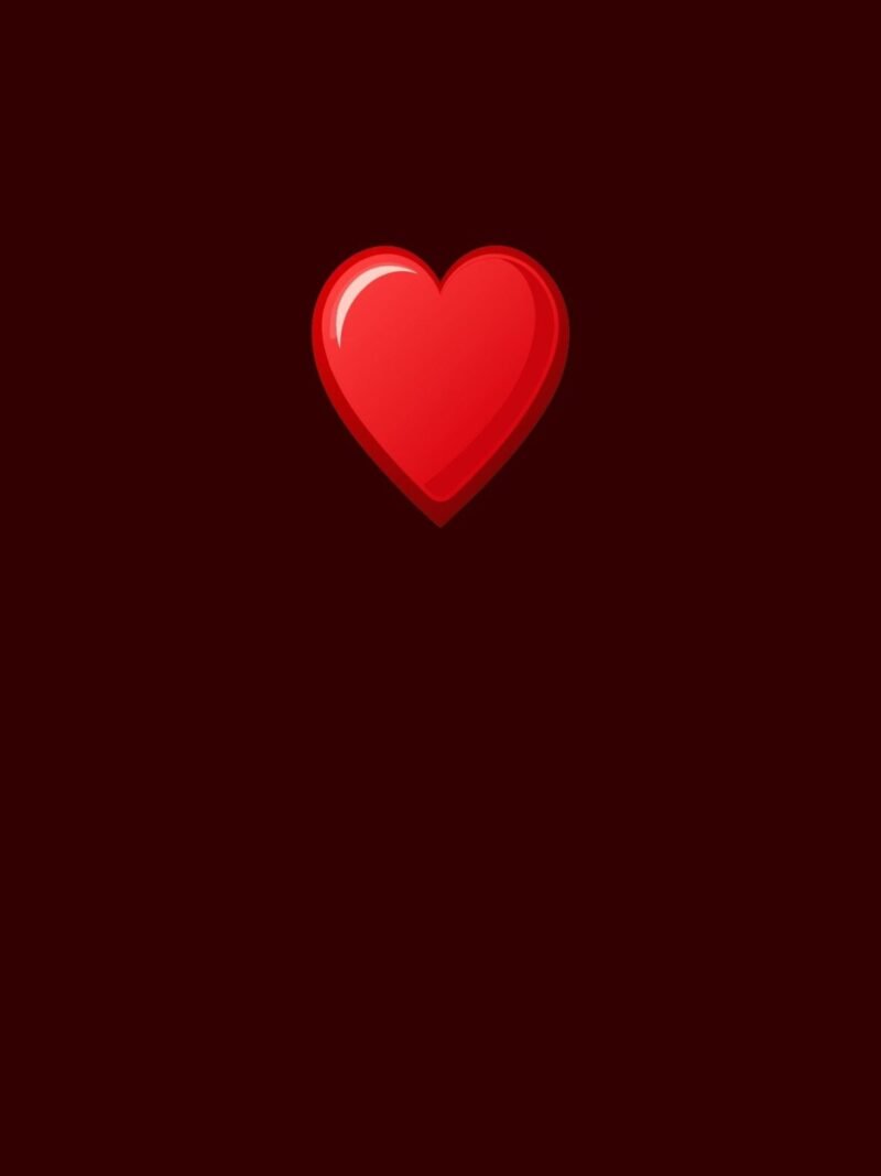 iPhone wallpaper with dark black background and rich red heart accents