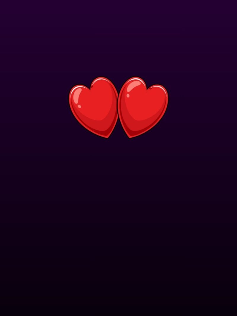 iPhone wallpaper with dark purple to black gradient and subtle heart accents