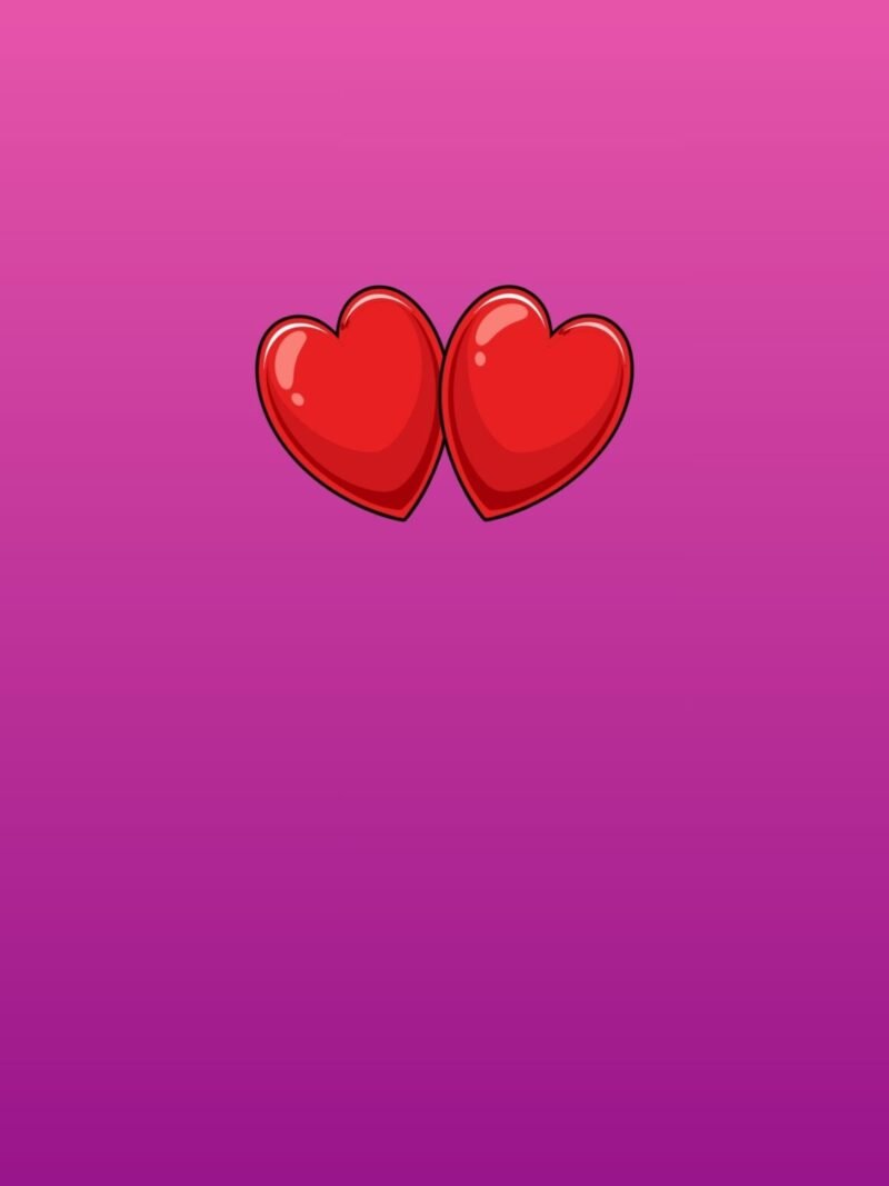 iPhone wallpaper with pink to purple gradient and tiny heart accents