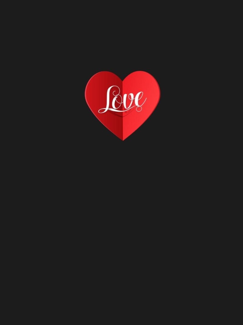 iPhone wallpaper with black background and subtle heart accents