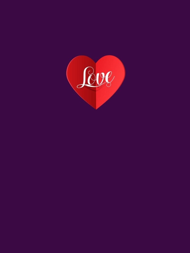 iPhone wallpaper with dark violet background and subtle heart accents